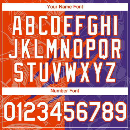 Custom Graffiti Pattern White Purple-Orange 3D Scratch Authentic Baseball Jersey - Sky-Custom