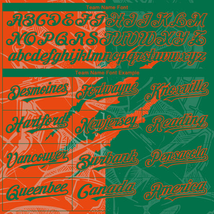 Custom Graffiti Pattern Kelly Green-Orange 3D Scratch Authentic Baseball Jersey - Sky-Custom