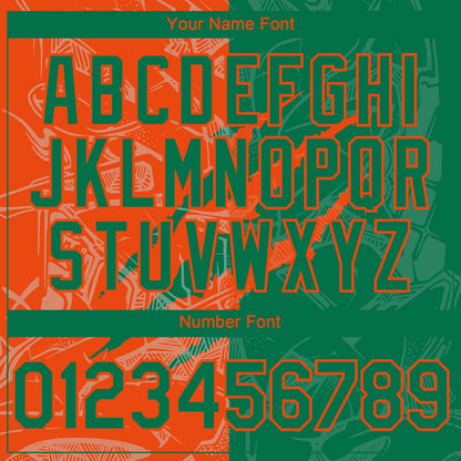 Custom Graffiti Pattern Kelly Green-Orange 3D Scratch Authentic Baseball Jersey - Sky-Custom