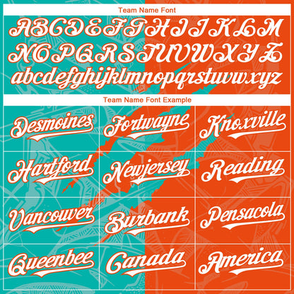 Custom Graffiti Pattern White Orange-Aqua 3D Scratch Authentic Baseball Jersey - Sky-Custom