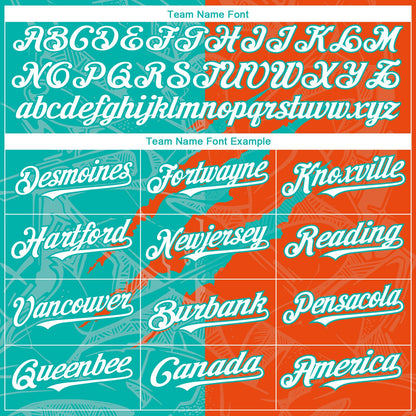 Custom Graffiti Pattern White Orange-Aqua 3D Scratch Authentic Baseball Jersey - Sky-Custom