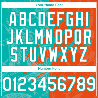 Custom Graffiti Pattern White Orange-Aqua 3D Scratch Authentic Baseball Jersey - Sky-Custom