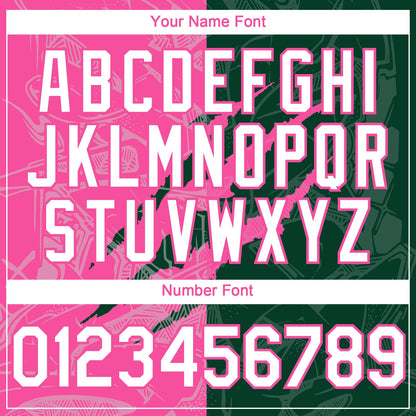 Custom Graffiti Pattern White Green-Pink 3D Scratch Authentic Baseball Jersey - Sky-Custom