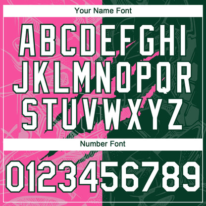 Custom Graffiti Pattern White Green-Pink 3D Scratch Authentic Baseball Jersey - Sky-Custom