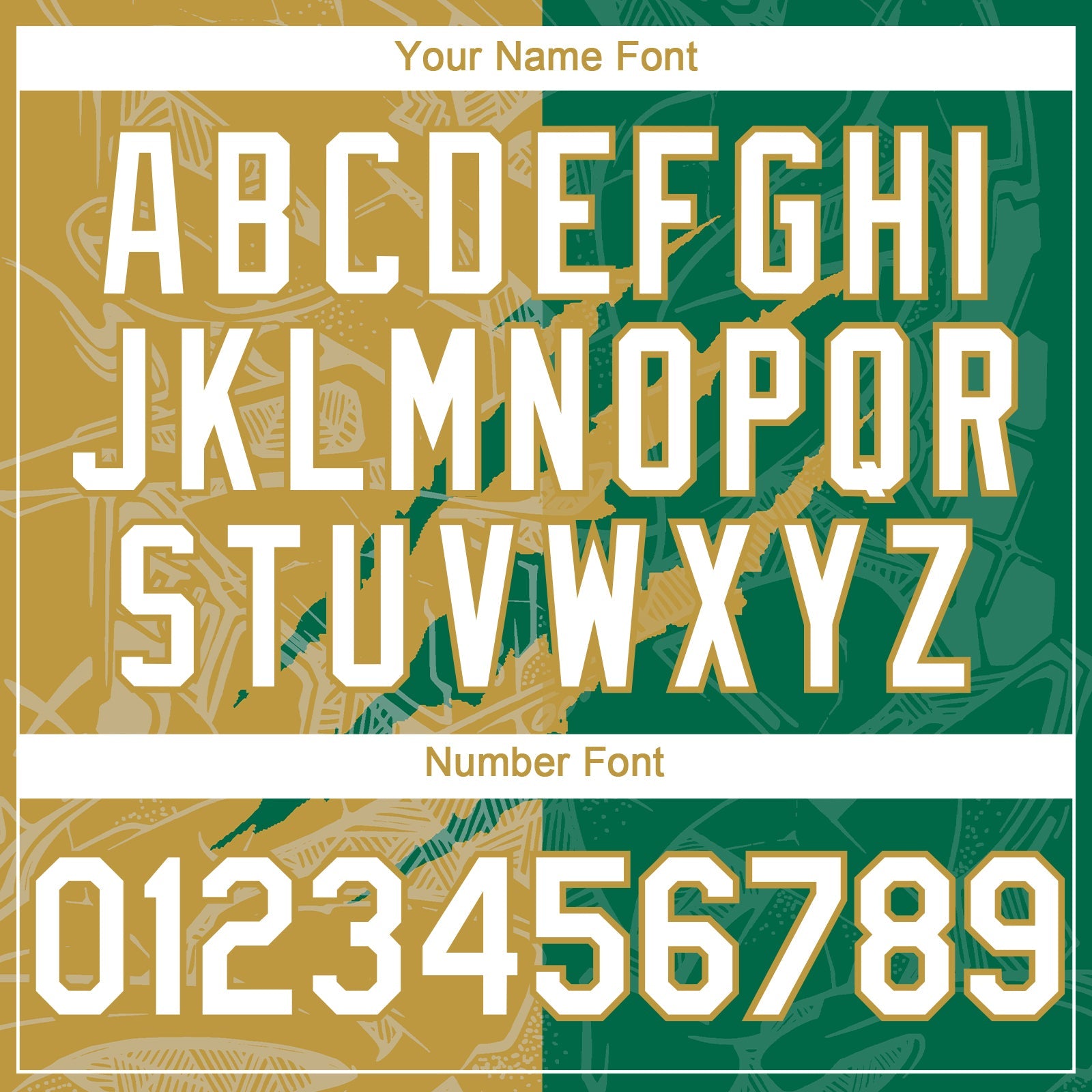 Custom Graffiti Pattern White Kelly Green-Old Gold 3D Scratch Authentic Baseball Jersey - Sky-Custom