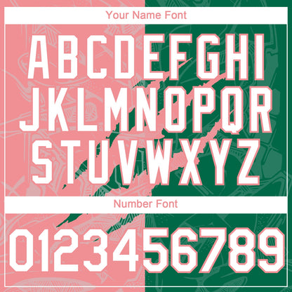 Custom Graffiti Pattern White Kelly Green-Medium Pink 3D Scratch Authentic Baseball Jersey - Sky-Custom