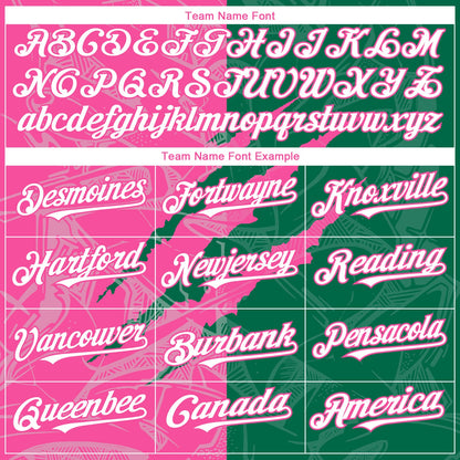 Custom Graffiti Pattern White Kelly Green-Pink 3D Scratch Authentic Baseball Jersey - Sky-Custom