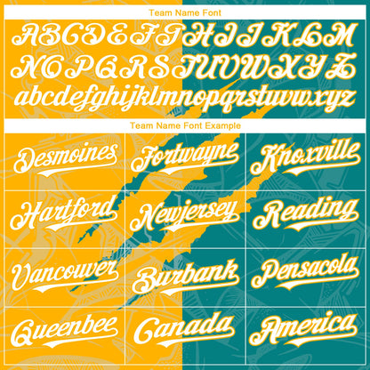 Custom Graffiti Pattern White Teal-Gold 3D Scratch Authentic Baseball Jersey - Sky-Custom