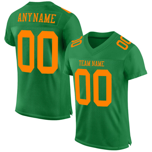 Custom Grass Green Bay Orange Mesh Authentic Football Jersey - Sky-Custom