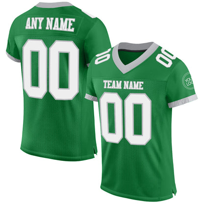 Custom Grass Green White-Gray Mesh Authentic Football Jersey - Sky-Custom