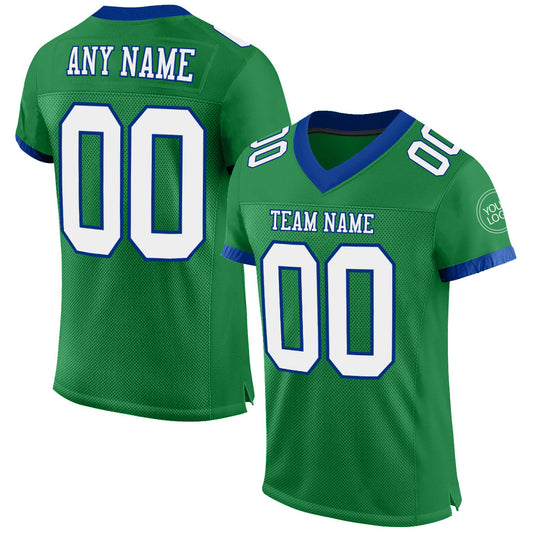 Custom Grass Green White-Royal Mesh Authentic Football Jersey - Sky-Custom