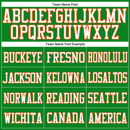 Custom Grass Green White-Orange Mesh Authentic Football Jersey - Sky-Custom