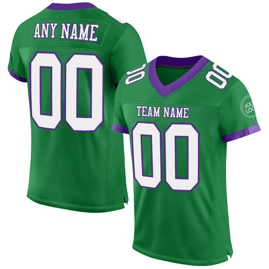 Custom Grass Green White-Purple Mesh Authentic Football Jersey - Sky-Custom