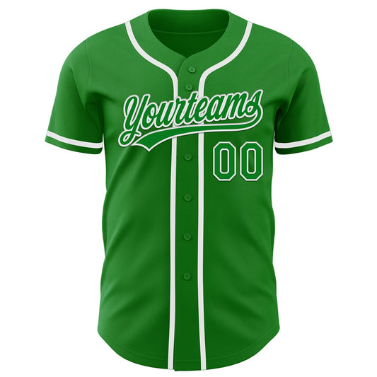 Custom Grass Green White Authentic Baseball Jersey - Sky-Custom