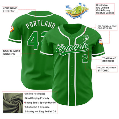 Custom Grass Green White Authentic Baseball Jersey - Sky-Custom