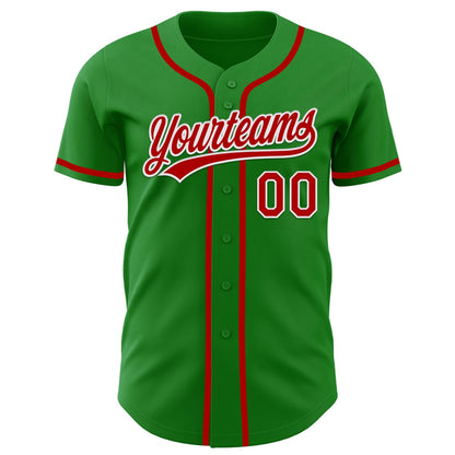 Custom Grass Green Red-White Authentic Baseball Jersey - Sky-Custom