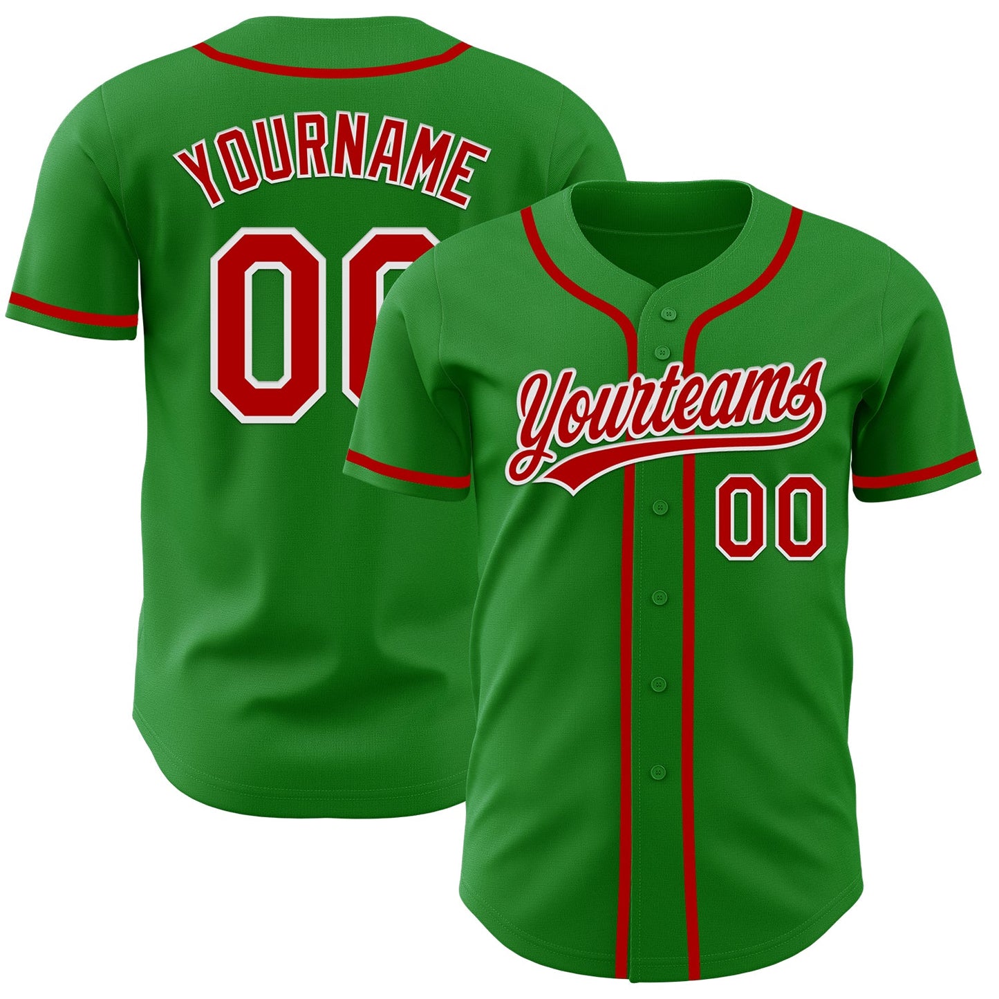 Custom Grass Green Red-White Authentic Baseball Jersey - Sky-Custom