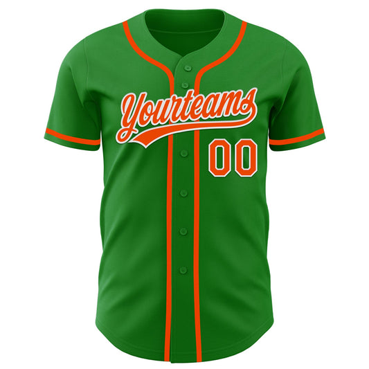 Custom Grass Green Orange-White Authentic Baseball Jersey - Sky-Custom