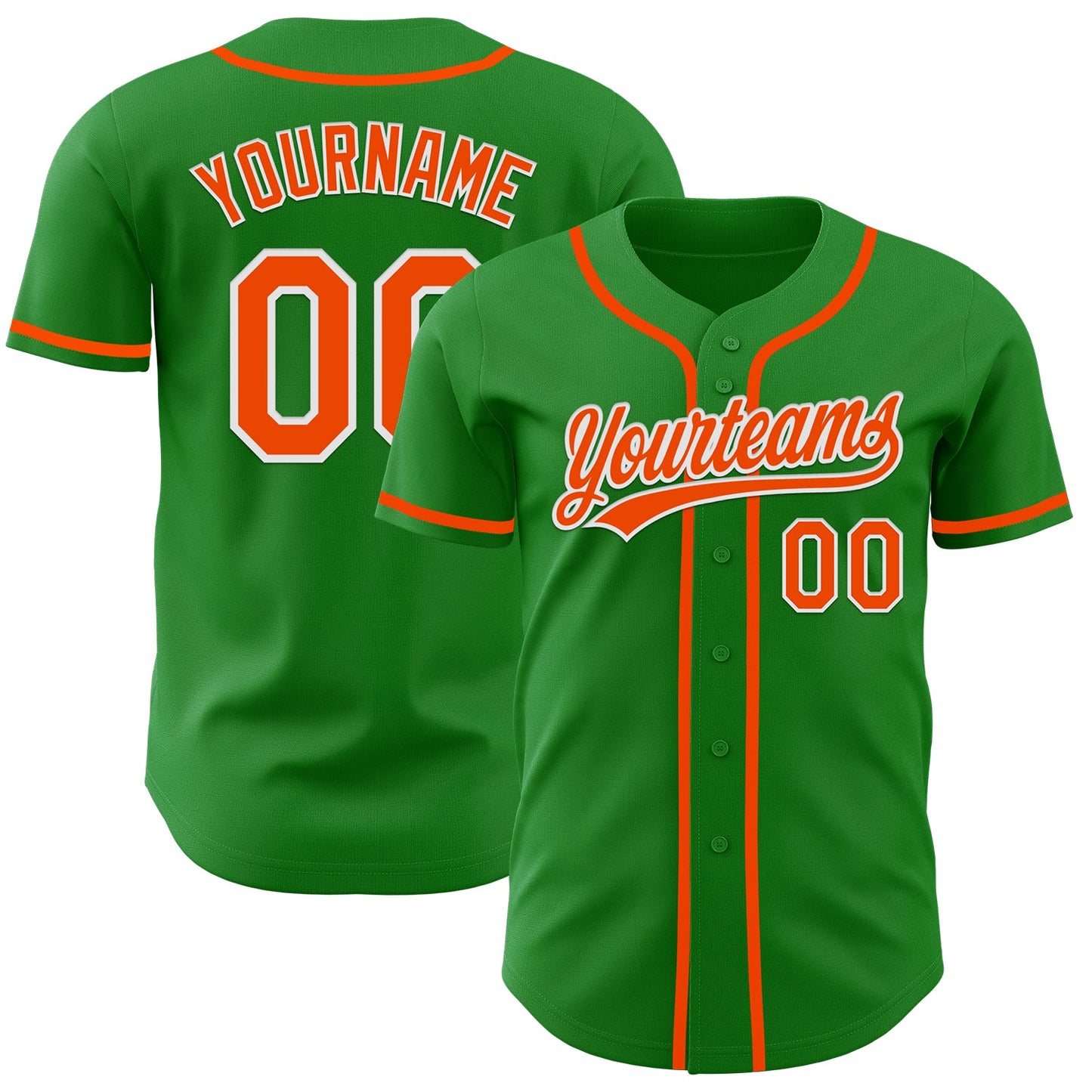 Custom Grass Green Orange-White Authentic Baseball Jersey - Sky-Custom