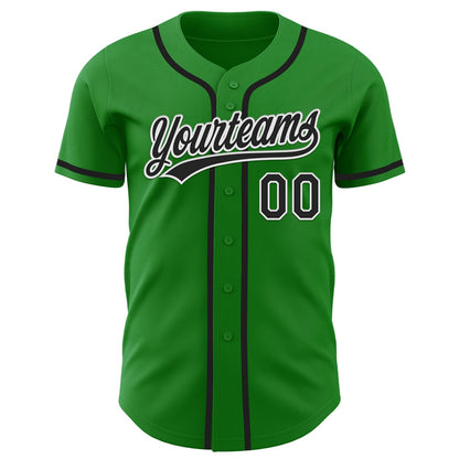 Custom Grass Green Black-White Authentic Baseball Jersey - Sky-Custom