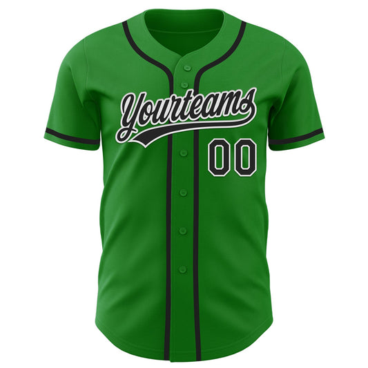 Custom Grass Green Black-White Authentic Baseball Jersey - Sky-Custom