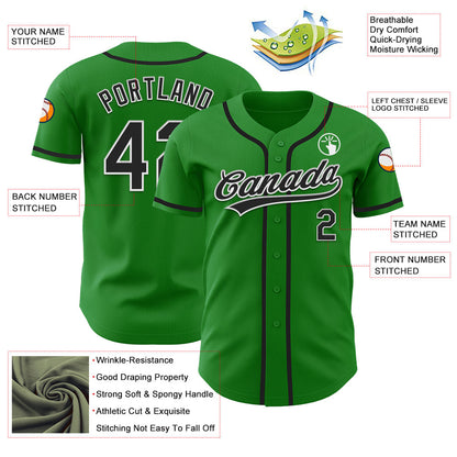 Custom Grass Green Black-White Authentic Baseball Jersey - Sky-Custom