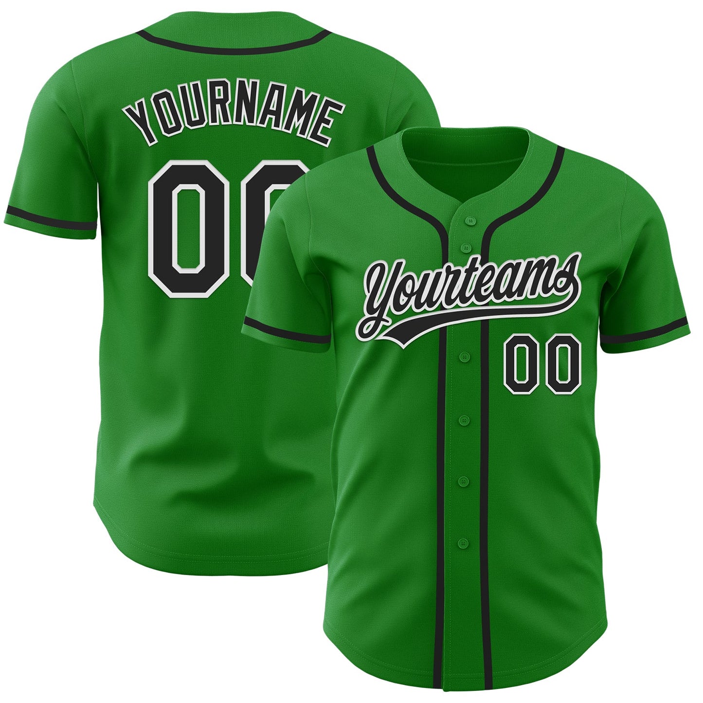 Custom Grass Green Black-White Authentic Baseball Jersey - Sky-Custom
