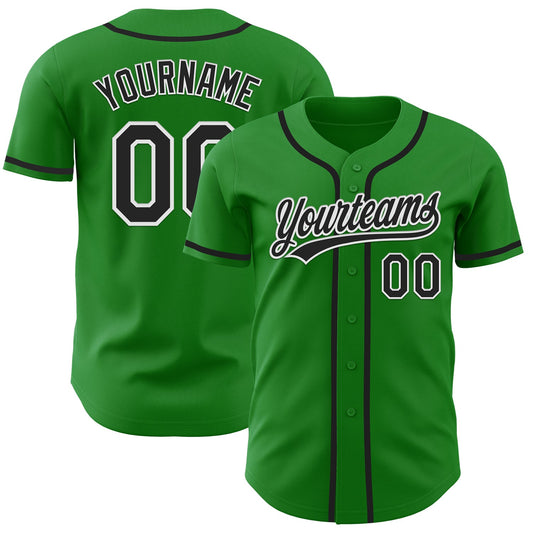 Custom Grass Green Black-White Authentic Baseball Jersey - Sky-Custom