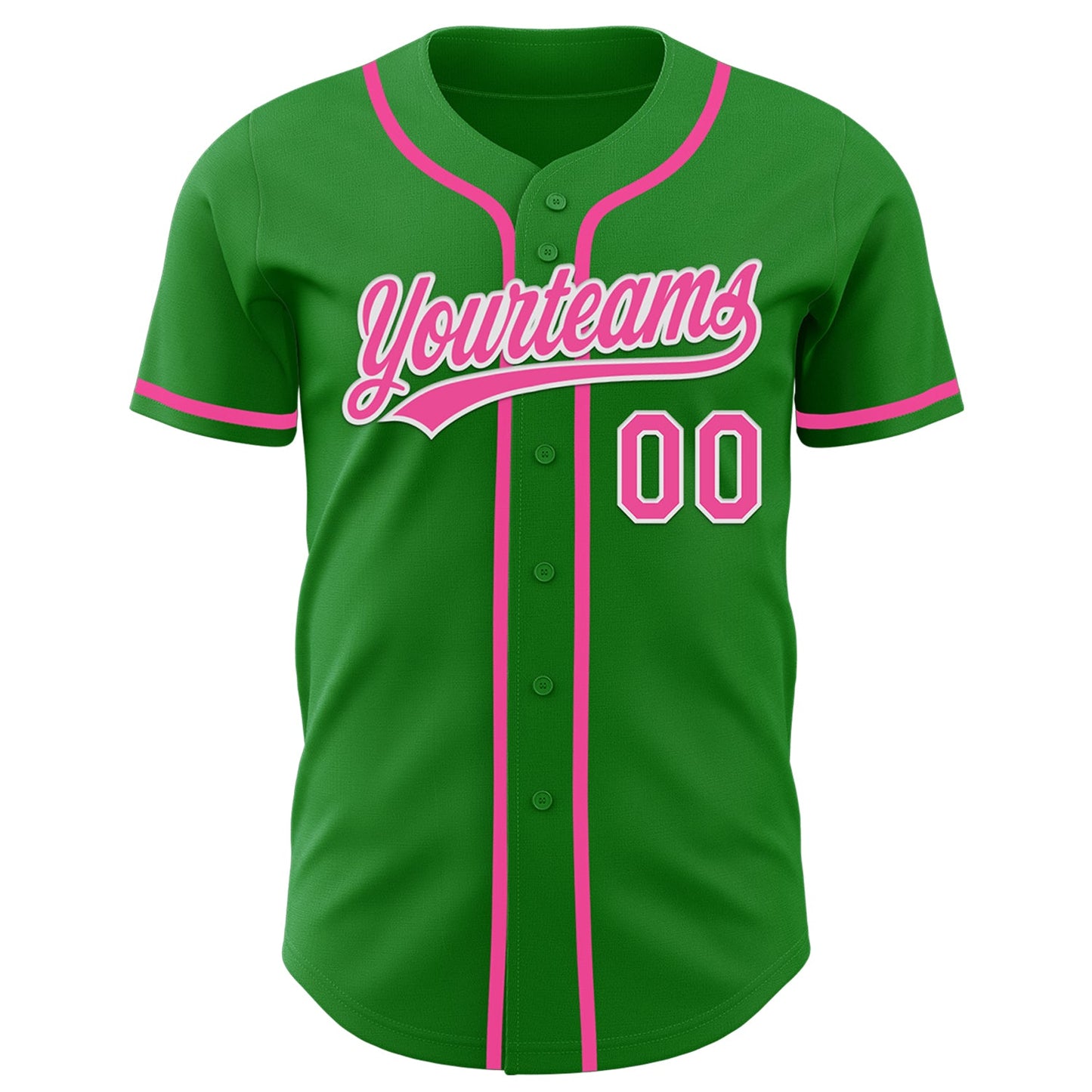 Custom Grass Green Pink-White Authentic Baseball Jersey - Sky-Custom