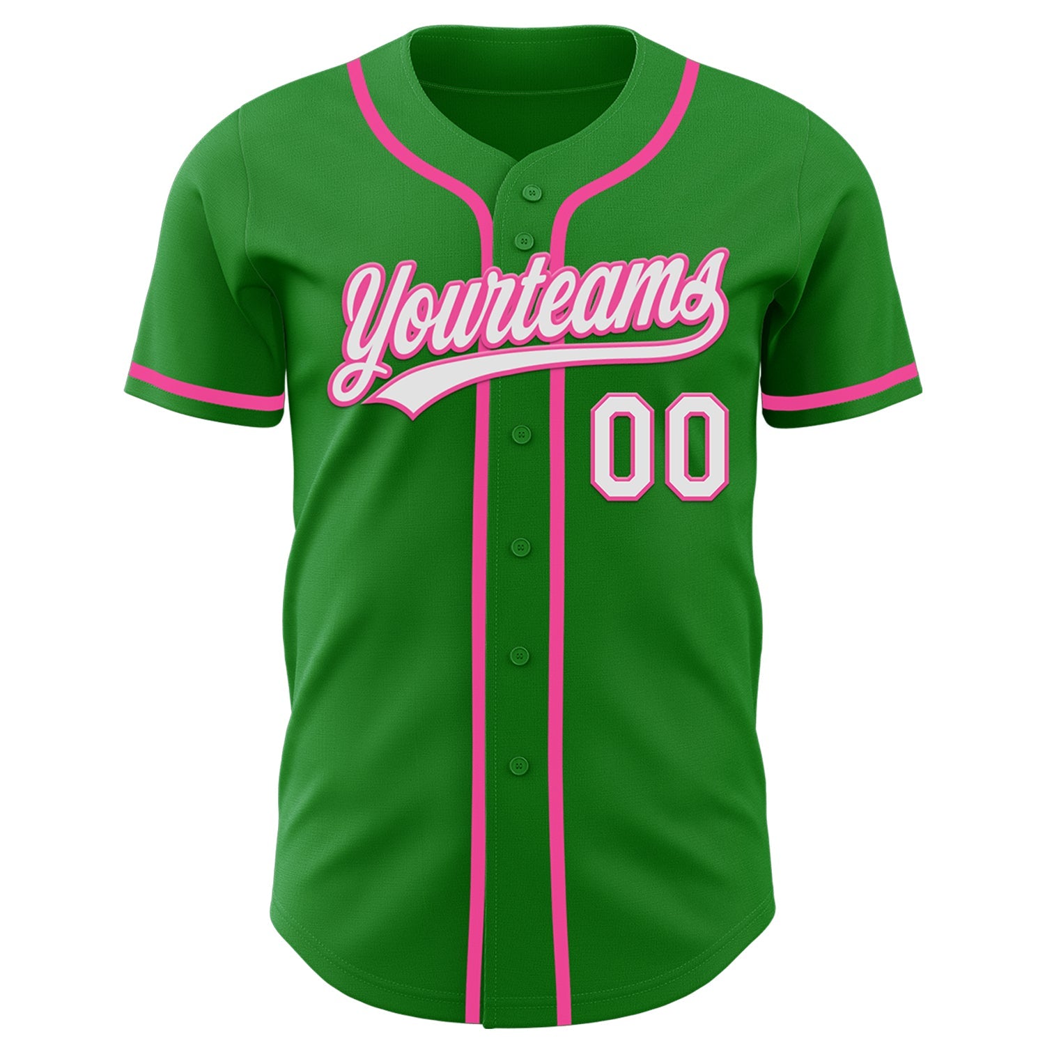 Custom Grass Green White-Pink Authentic Baseball Jersey - Sky-Custom