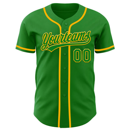 Custom Grass Green Gold Authentic Baseball Jersey - Sky-Custom