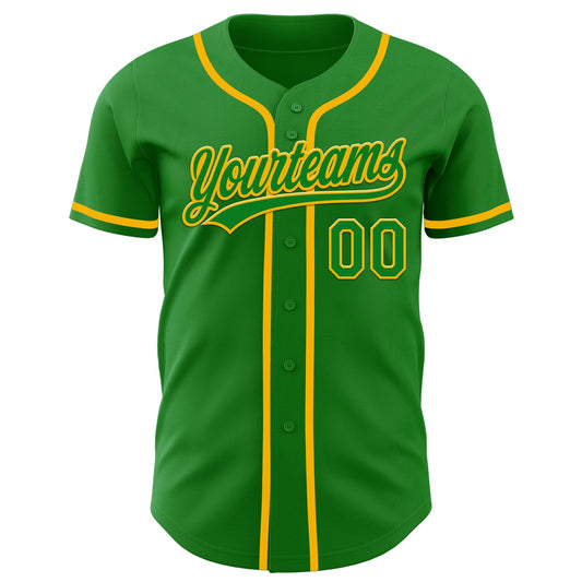Custom Grass Green Gold Authentic Baseball Jersey - Sky-Custom