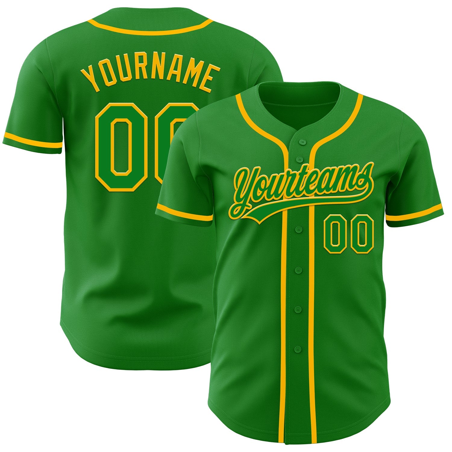 Custom Grass Green Gold Authentic Baseball Jersey - Sky-Custom