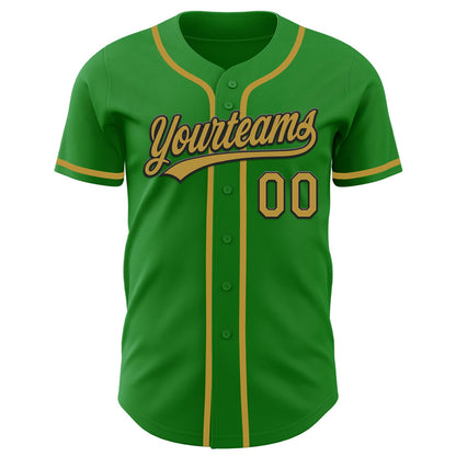Custom Grass Green Old Gold-Black Authentic Baseball Jersey - Sky-Custom