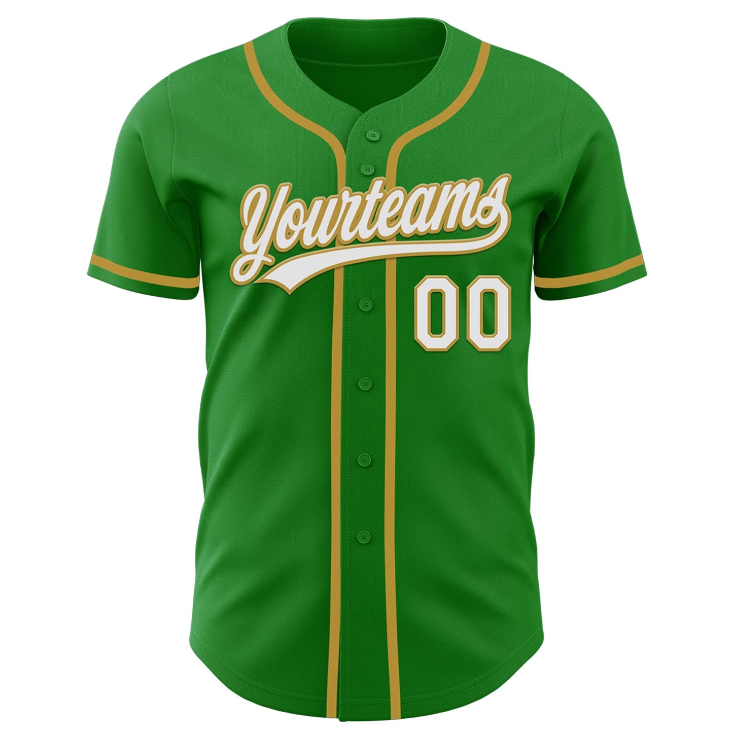 Custom Grass Green White-Old Gold Authentic Baseball Jersey - Sky-Custom