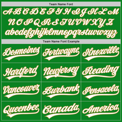 Custom Grass Green White-Old Gold Authentic Baseball Jersey - Sky-Custom