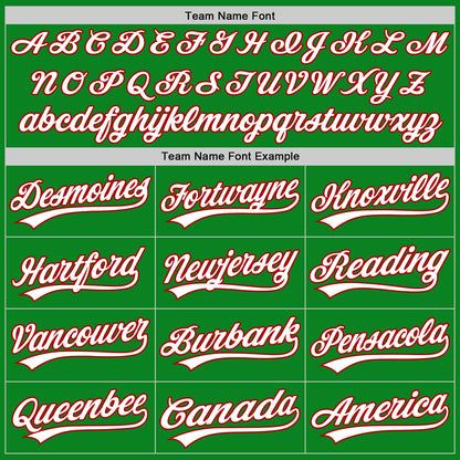 Custom Grass Green White-Red Authentic Baseball Jersey - Sky-Custom