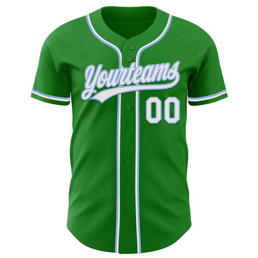 Custom Grass Green White-Light Blue Authentic Baseball Jersey - Sky-Custom