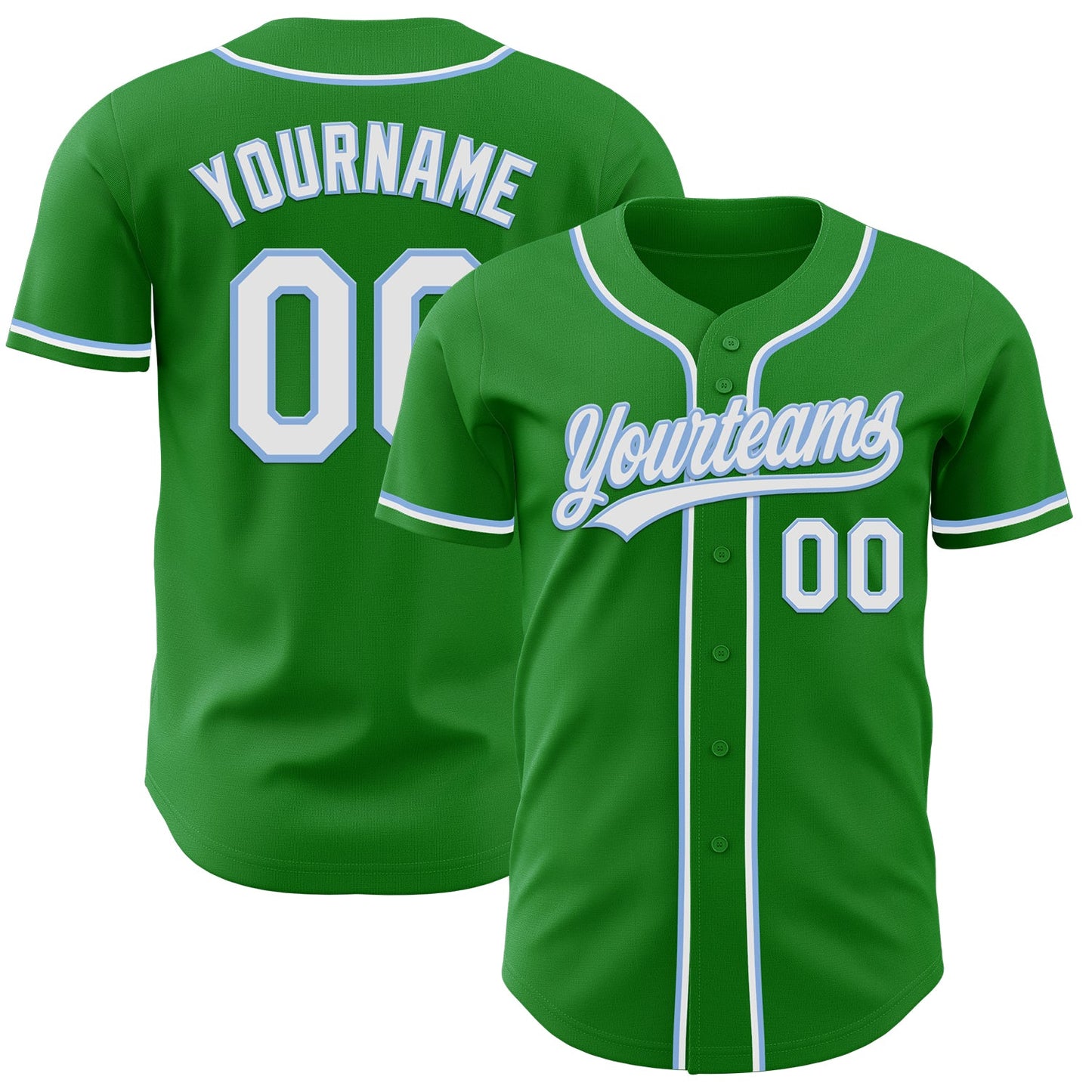Custom Grass Green White-Light Blue Authentic Baseball Jersey - Sky-Custom