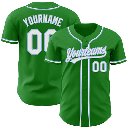 Custom Grass Green White-Light Blue Authentic Baseball Jersey - Sky-Custom