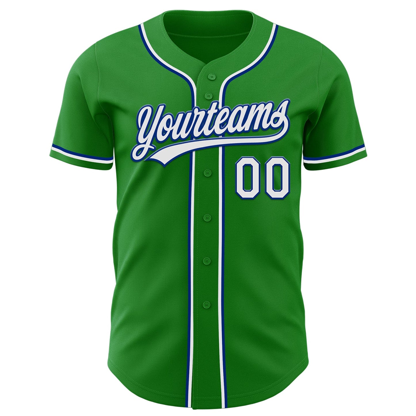 Custom Grass Green White-Royal Authentic Baseball Jersey - Sky-Custom