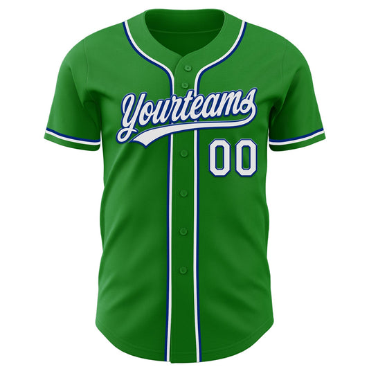Custom Grass Green White-Royal Authentic Baseball Jersey - Sky-Custom