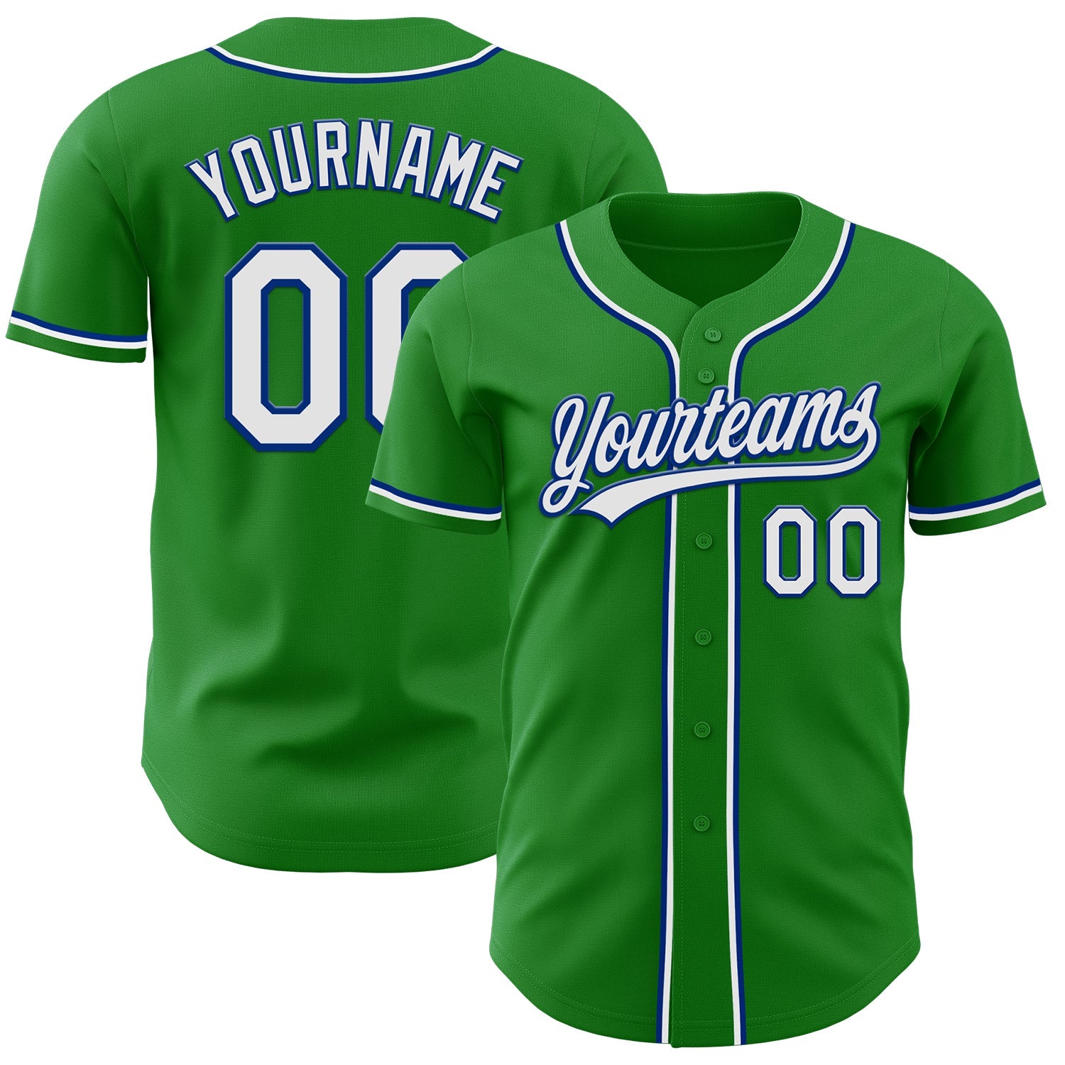 Custom Grass Green White-Royal Authentic Baseball Jersey - Sky-Custom