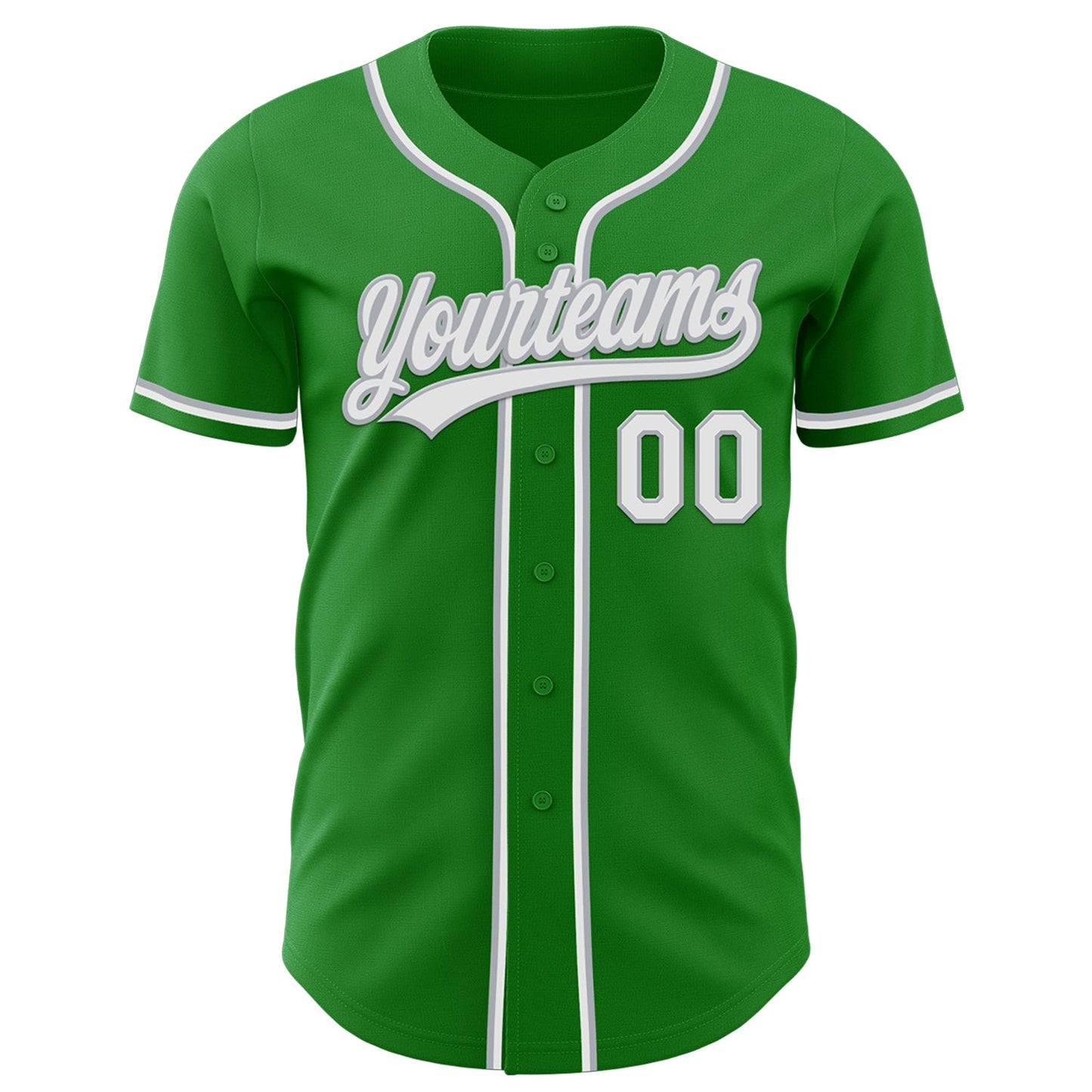 Custom Grass Green White-Gray Authentic Baseball Jersey - Sky-Custom