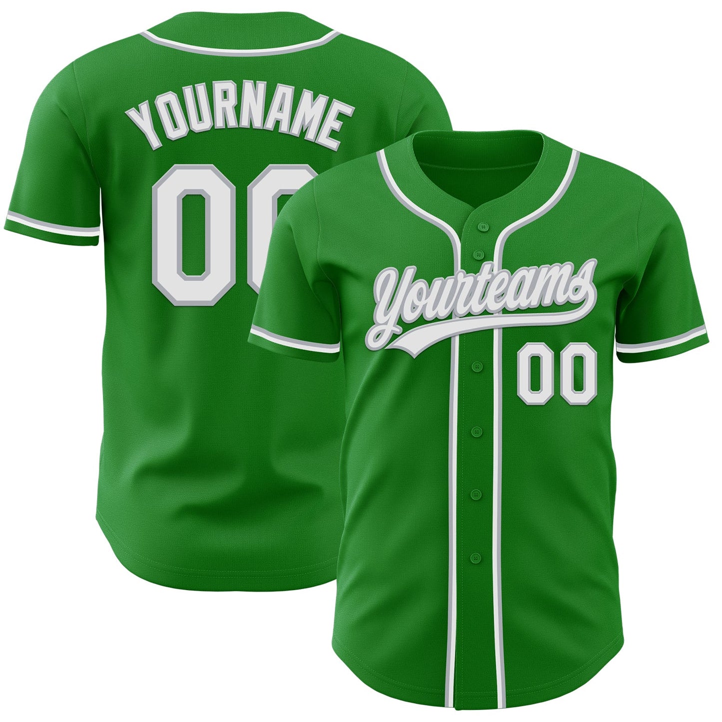 Custom Grass Green White-Gray Authentic Baseball Jersey - Sky-Custom