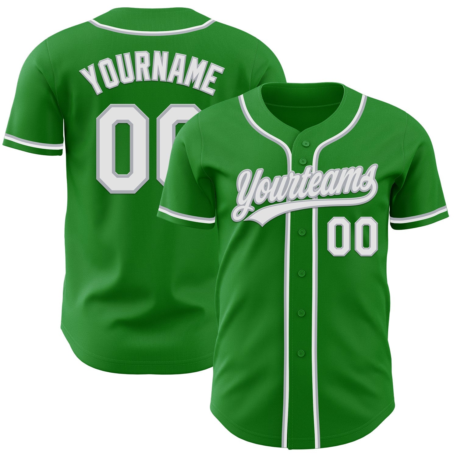 Custom Grass Green White-Gray Authentic Baseball Jersey - Sky-Custom