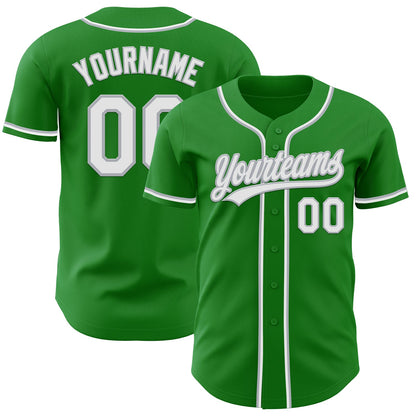 Custom Grass Green White-Gray Authentic Baseball Jersey - Sky-Custom