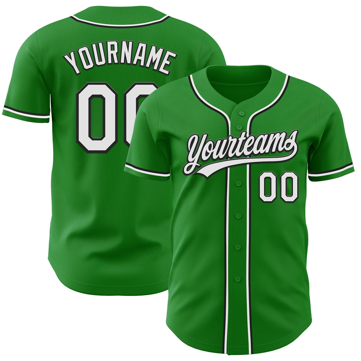 Custom Grass Green White-Black Authentic Baseball Jersey - Sky-Custom