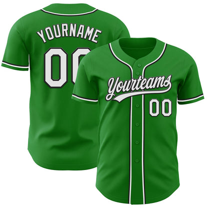 Custom Grass Green White-Black Authentic Baseball Jersey - Sky-Custom