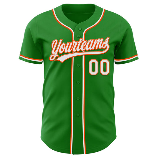Custom Grass Green White-Orange Authentic Baseball Jersey - Sky-Custom